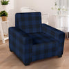 Navy Blue Tartan Plaid Pattern Armchair Slipcover