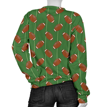 American Football on Field Themed Women Long Sleeve Sweatshirt