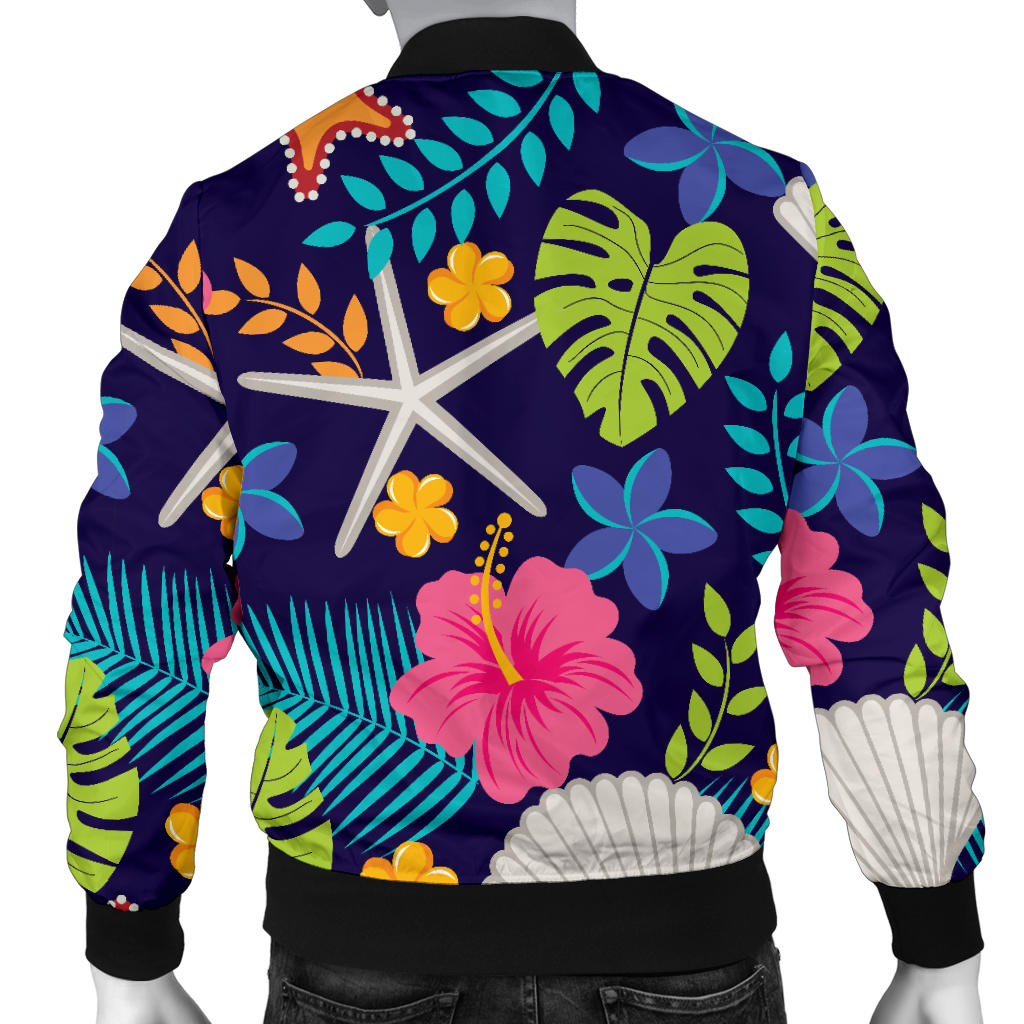 Beach Seashell Floral Theme Men Bomber Jacket