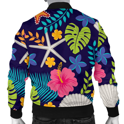 Beach Seashell Floral Theme Men Bomber Jacket