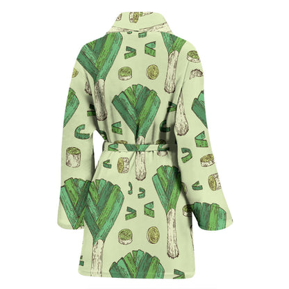 Leek Pattern Print Design 04 Women Bathrobe