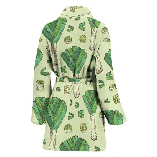 Leek Pattern Print Design 04 Women Bathrobe