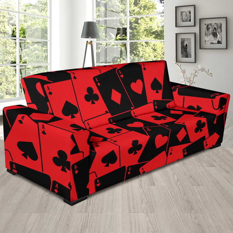 Poker Cards Pattern Print Design A01 Sofa Slipcover