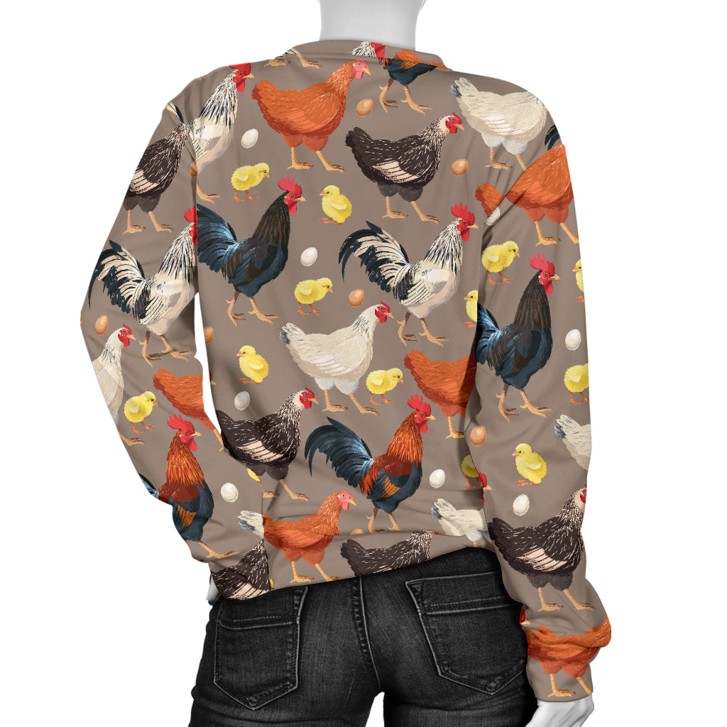 Chicken Evolution Pattern Women Long Sleeve Sweatshirt