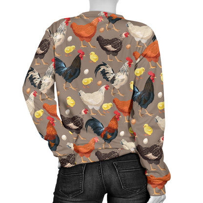 Chicken Evolution Pattern Women Long Sleeve Sweatshirt
