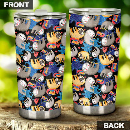 Sloth Cartoon Design Themed Print Tumbler