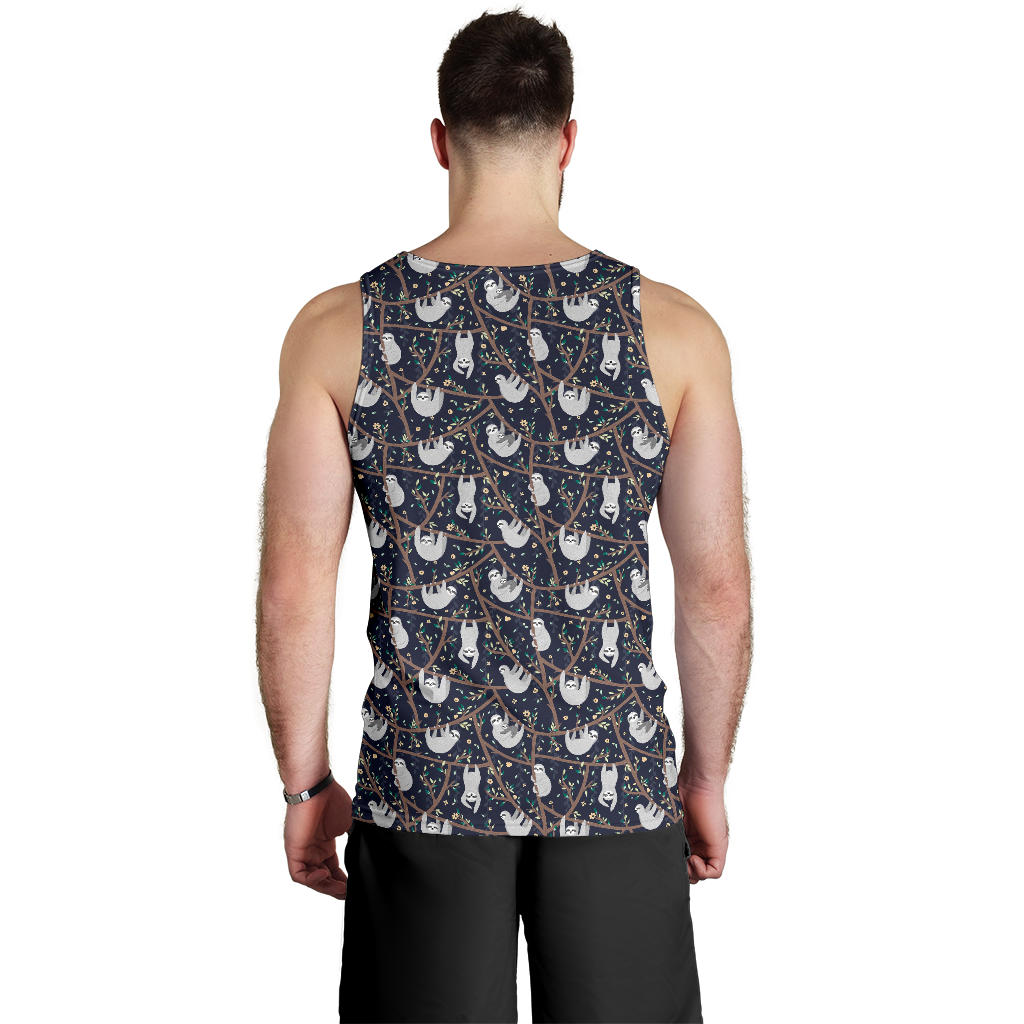 Sloth Happy Design Themed Print Men Tank Top