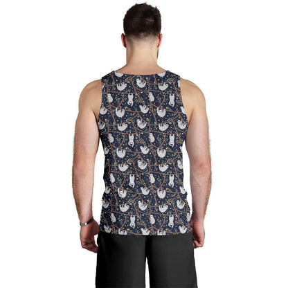 Sloth Happy Design Themed Print Men Tank Top