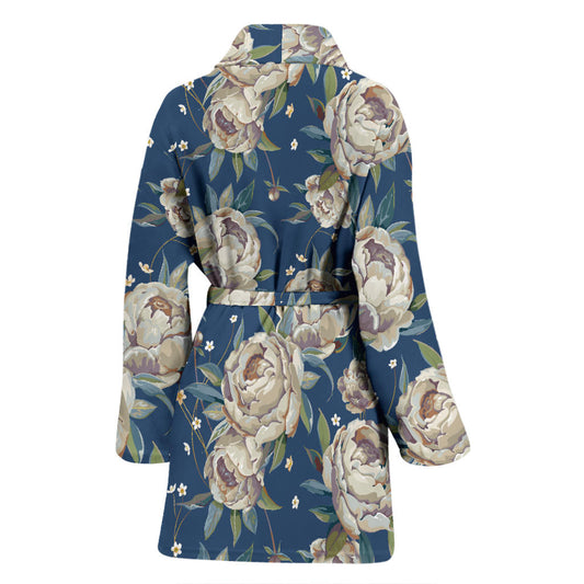 Peony Pattern Print Design A03 Women Bathrobe
