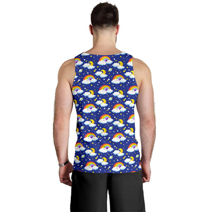 Rainbow Space Design Print Men Tank Top