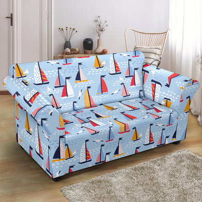 Sailboat Print Design LKS304 Loveseat Couch Slipcover