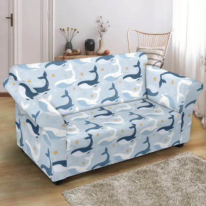 Whale Print Design LKS305 Loveseat Couch Slipcover