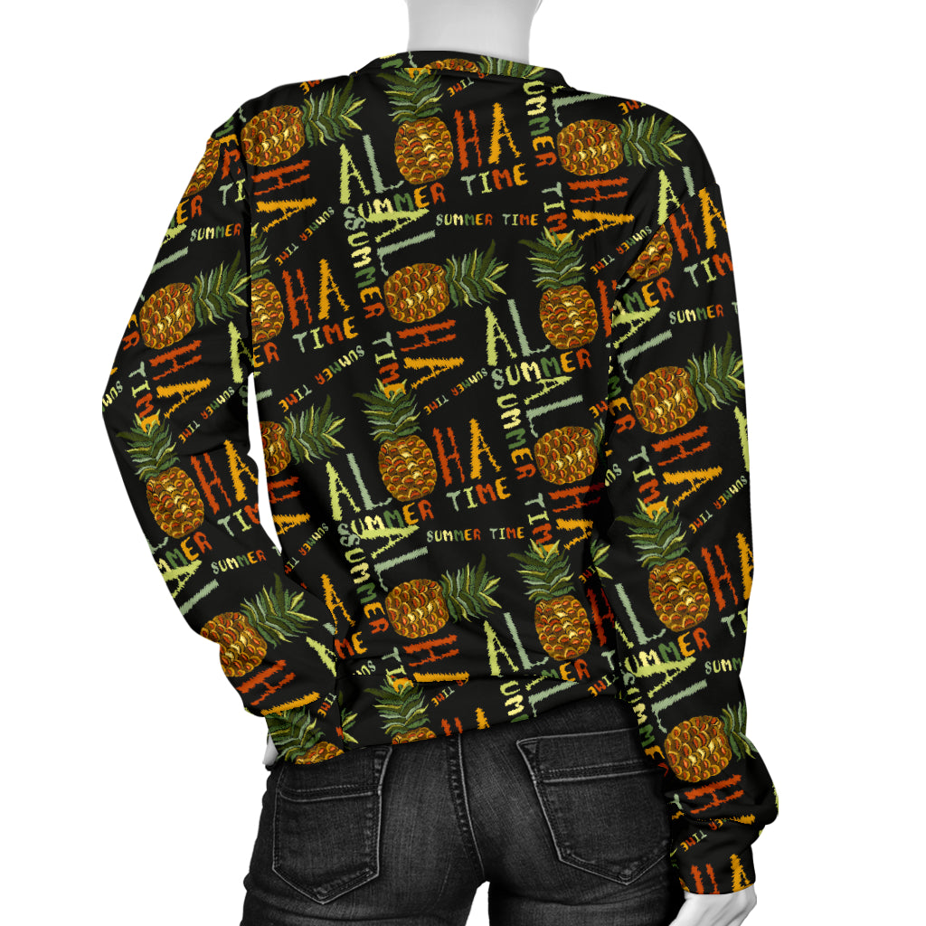 Aloha Hawaii Time Design Themed Print Women Long Sleeve Sweatshirt