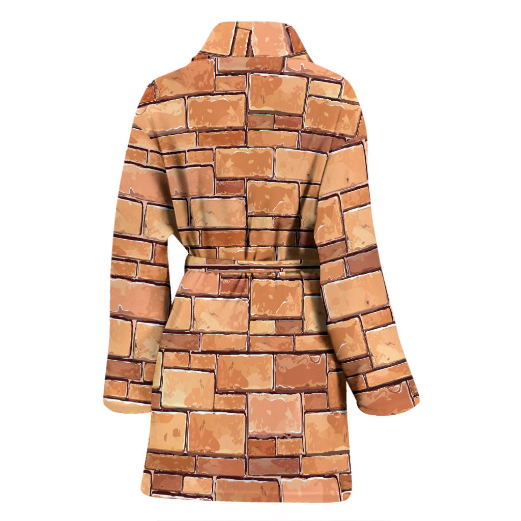 Brick Pattern Print Design 01 Women Bathrobe