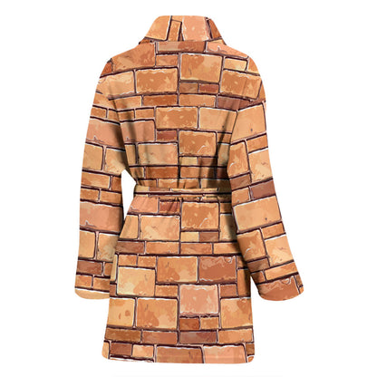 Brick Pattern Print Design 01 Women Bathrobe