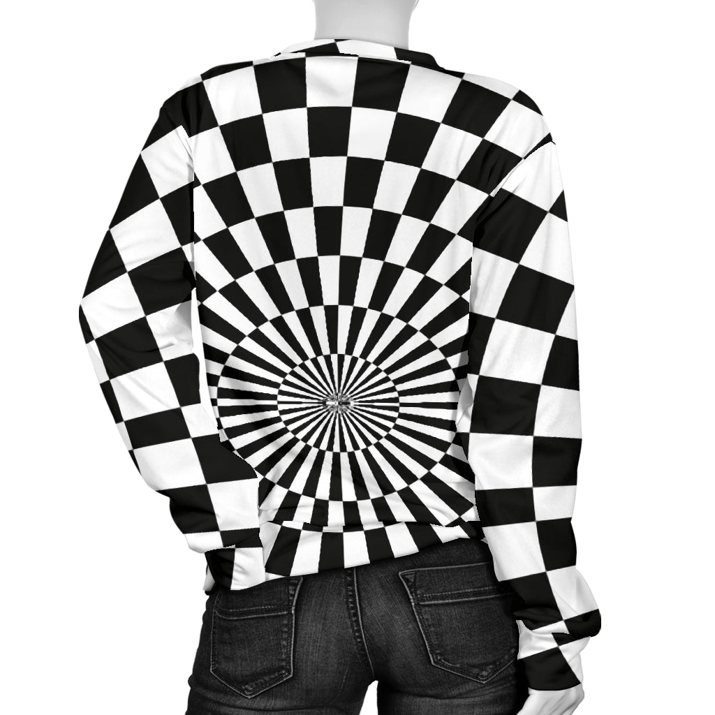 Checkered Flag Optical illusion Women Long Sleeve Sweatshirt