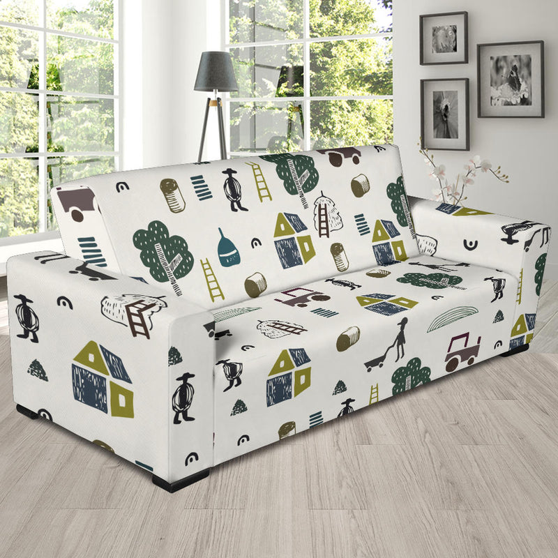 Agricultural Farm Print Design 01 Sofa Slipcover