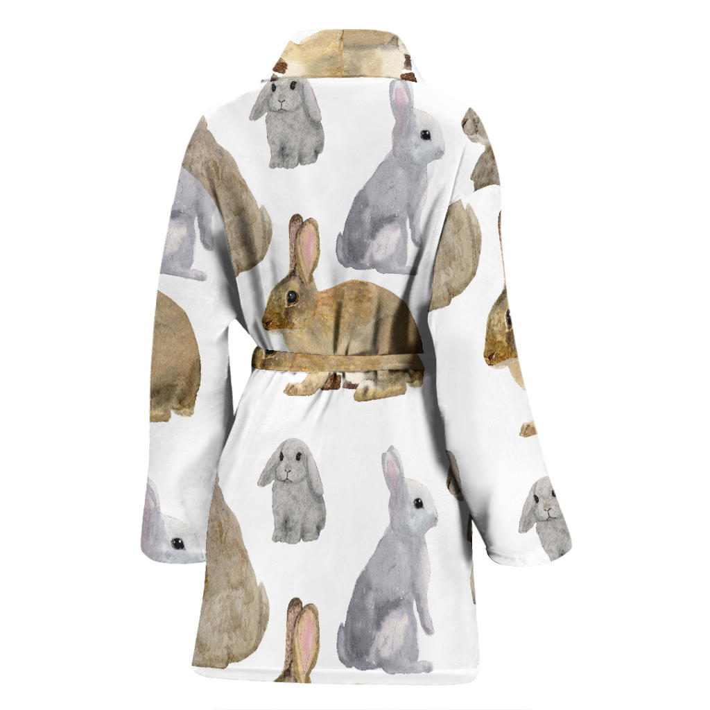 Rabbit Pattern Print Design 02 Women Bathrobe