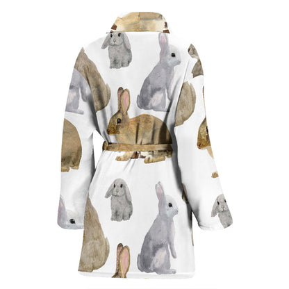 Rabbit Pattern Print Design 02 Women Bathrobe
