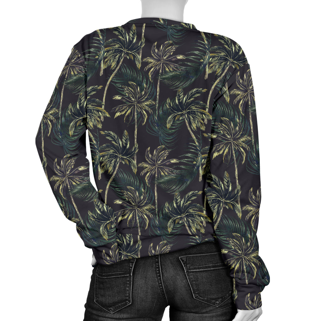 Palm Tree Background Design Print Women Long Sleeve Sweatshirt