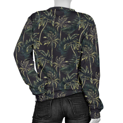 Palm Tree Background Design Print Women Long Sleeve Sweatshirt