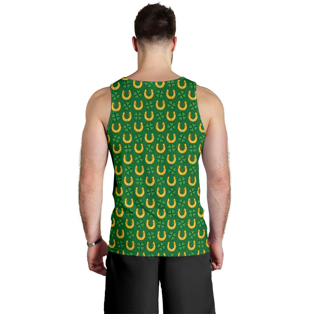 Shamrock Horseshoes Print Pattern Men Tank Top