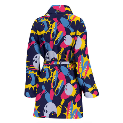 Bowling Pattern Print Design 02 Women Bathrobe
