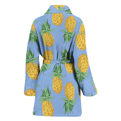 Pineapple Pattern Print Design A04 Women Bathrobe