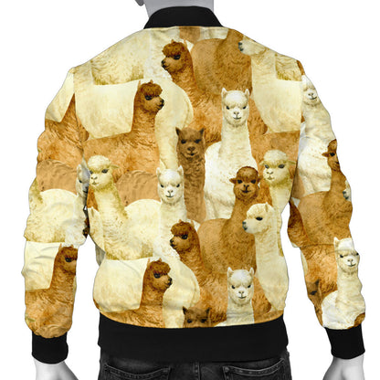 Alpaca Watercolor Design Themed Print Men Bomber Jacket