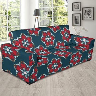 Poinsettia Pattern Print Design A03 Sofa Slipcover