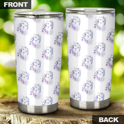 Wolf with Flower Print Design Tumbler