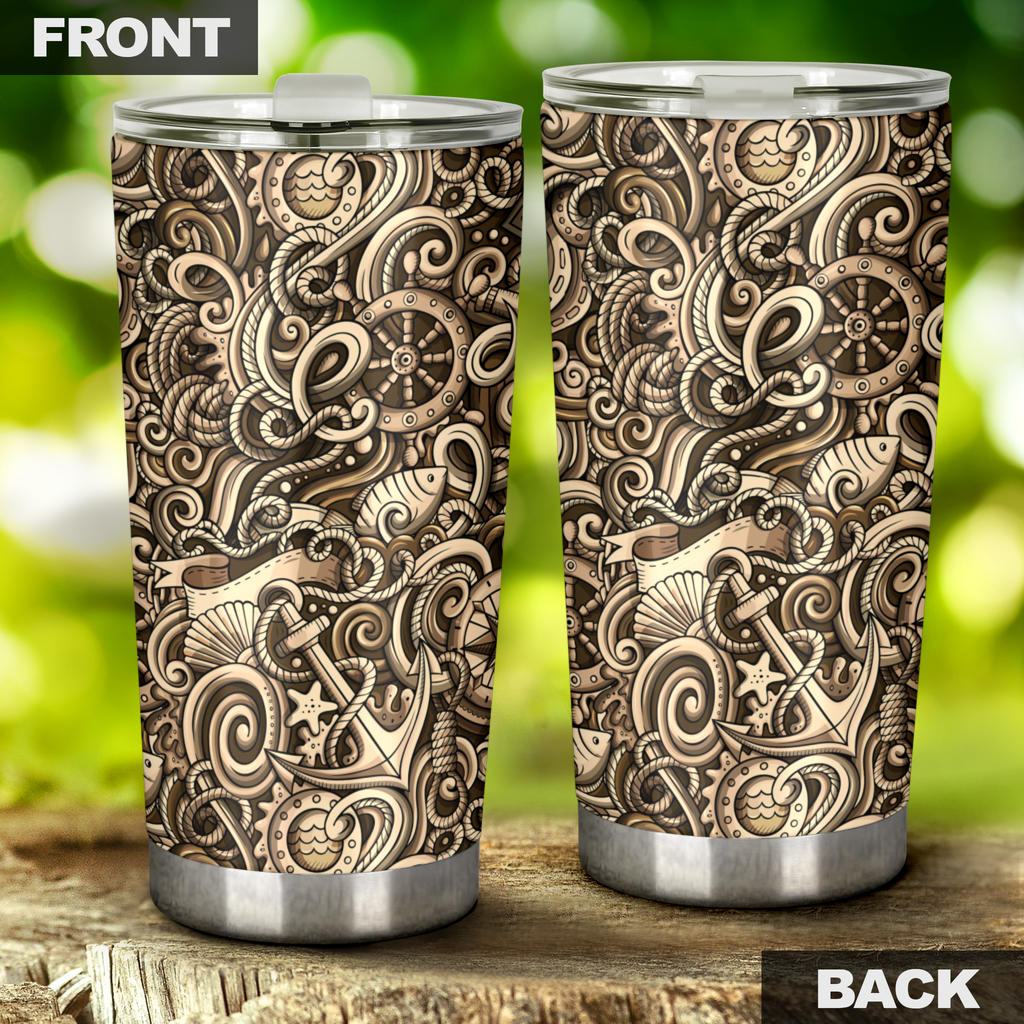 Nautical Tattoo Design Themed Print Tumbler
