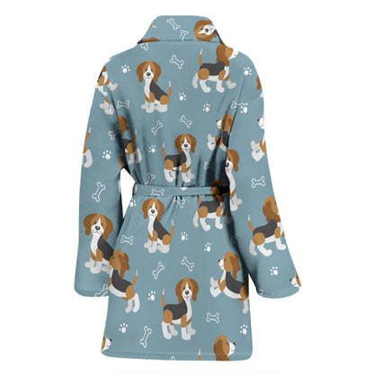 Beagle Pattern Print Design 02 Women Bathrobe