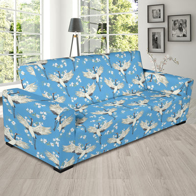 Crane Pattern Print Design 03 Sofa Slipcover