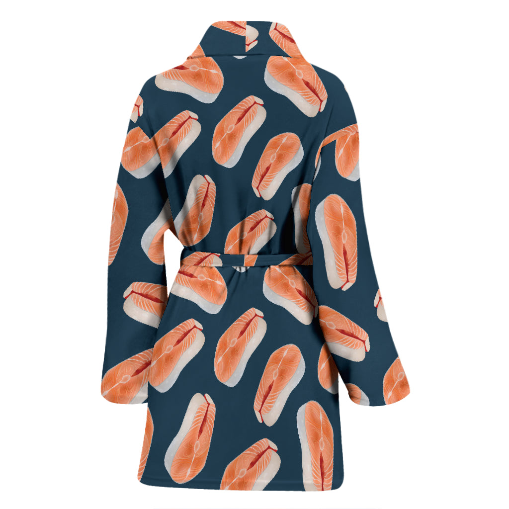 Salmon Steak Print Design LKS306 Women Bathrobe