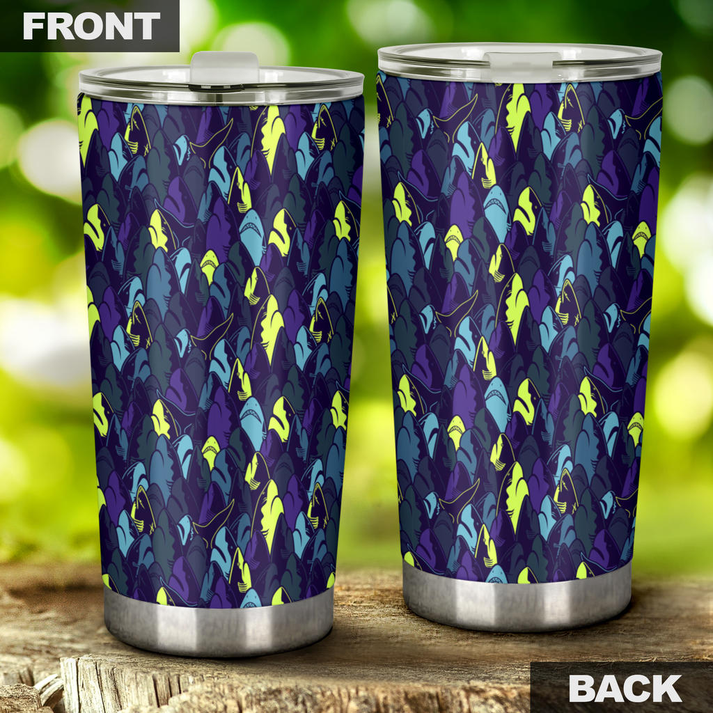Shark Neon color Print Tumbler