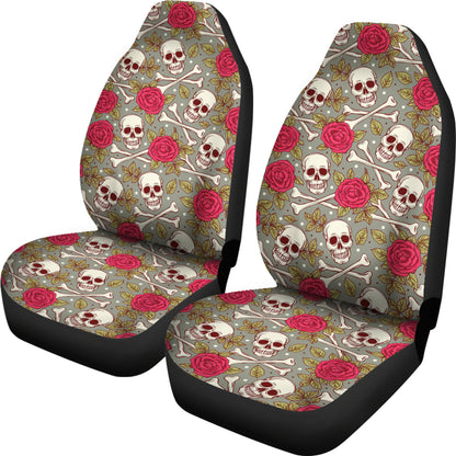 Skull Bone Rose Print Design LKS303 Car Seat Covers