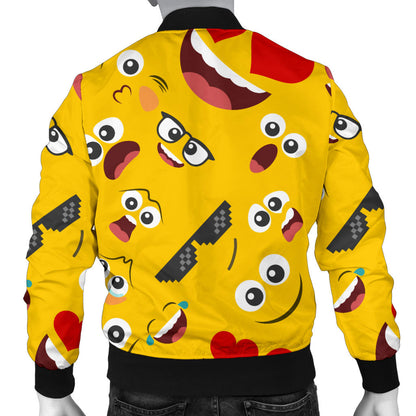 Emoji Face Print Pattern Men Bomber Jacket