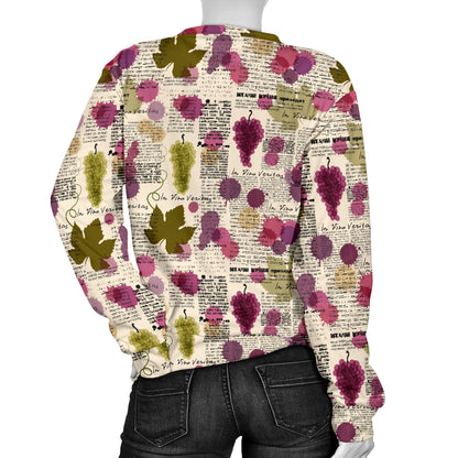 Wine Style Design Print Women Long Sleeve Sweatshirt