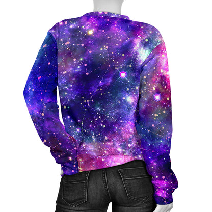Galaxy Night Stardust Space Print  Women Long Sleeve Sweatshirt