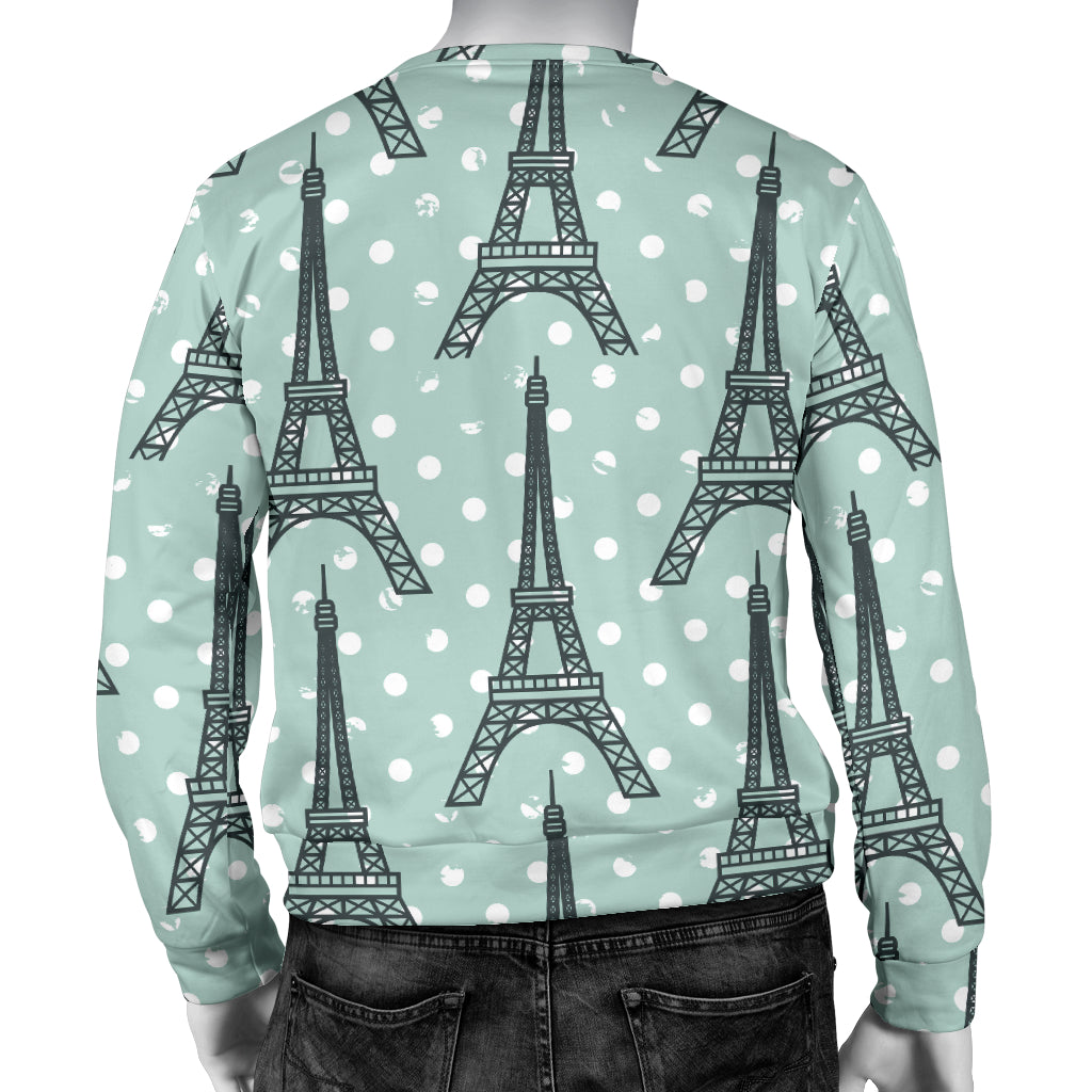 Eiffel Tower Polka Dot Print Men Long Sleeve Sweatshirt