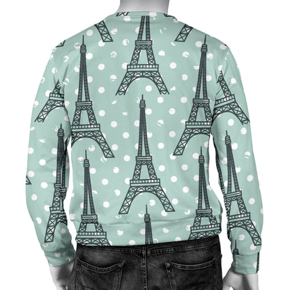 Eiffel Tower Polka Dot Print Men Long Sleeve Sweatshirt