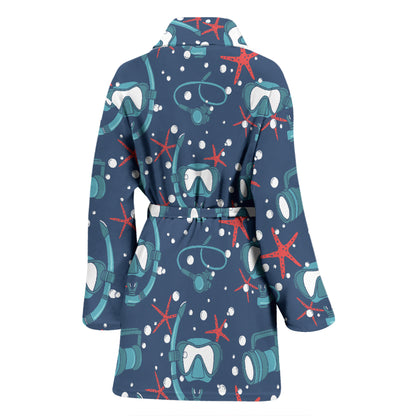 Scuba Equipment Print Design LKS302 Women Bathrobe