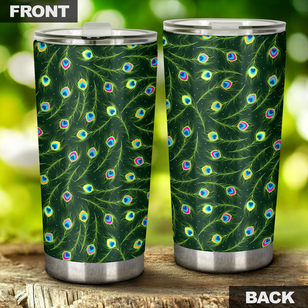 Peacock Feather Green Design Print Tumbler