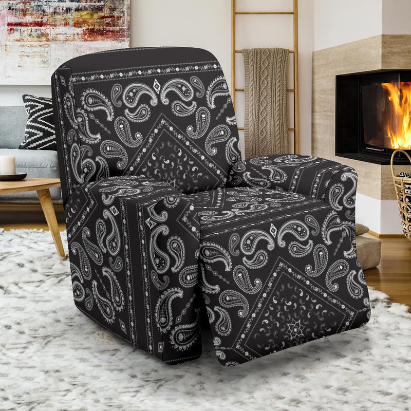 Bandana Black White Print Design LKS302 Recliner Slipcover