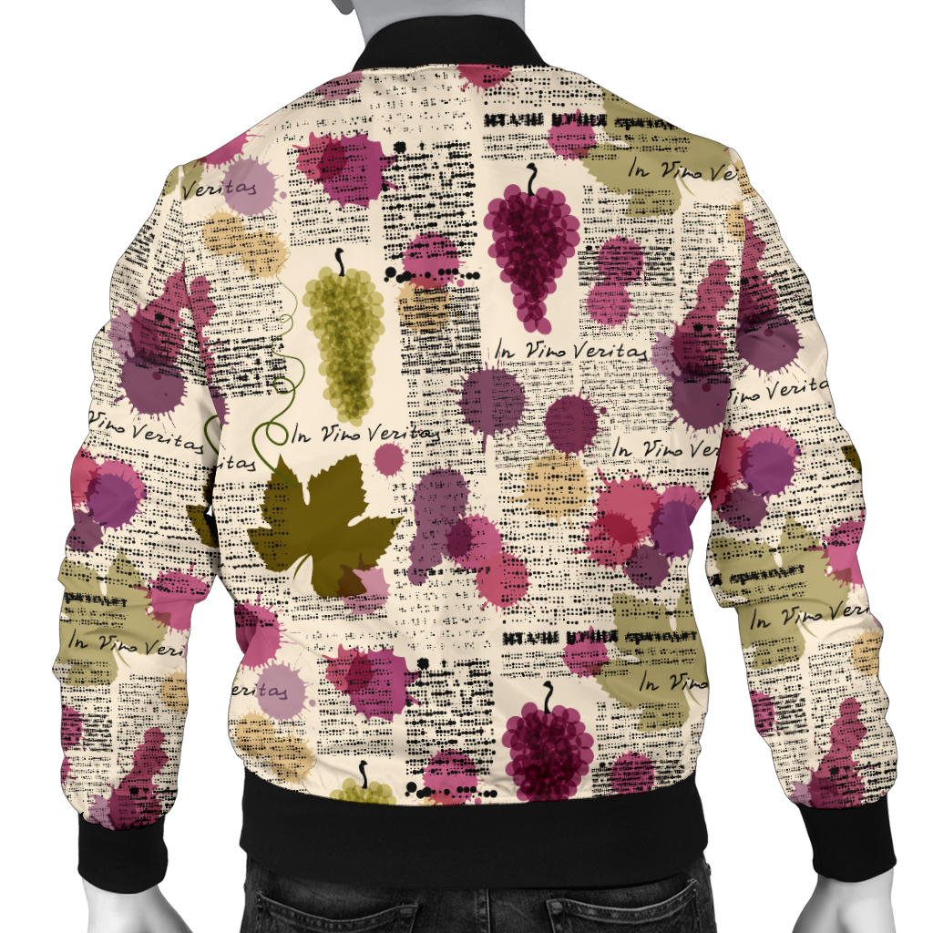 Wine Style Design Print Men Bomber Jacket
