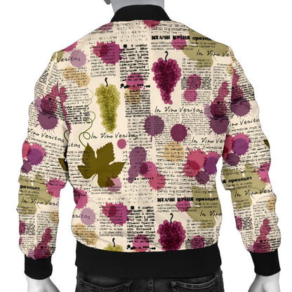 Wine Style Design Print Men Bomber Jacket