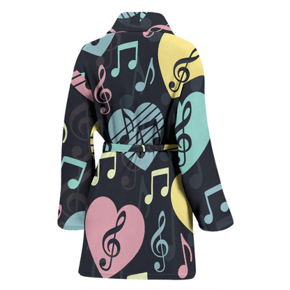 Music note Pattern Print Design A03 Women Bathrobe