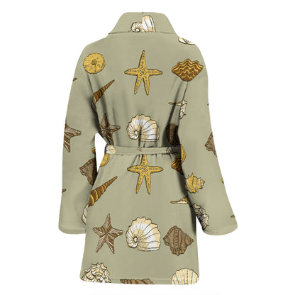 Seashell Beach Print Design LKS303 Women Bathrobe