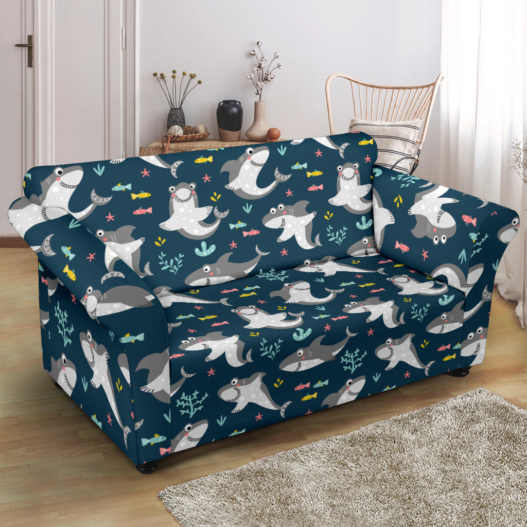 Shark Print Design LKS307 Loveseat Couch Slipcover